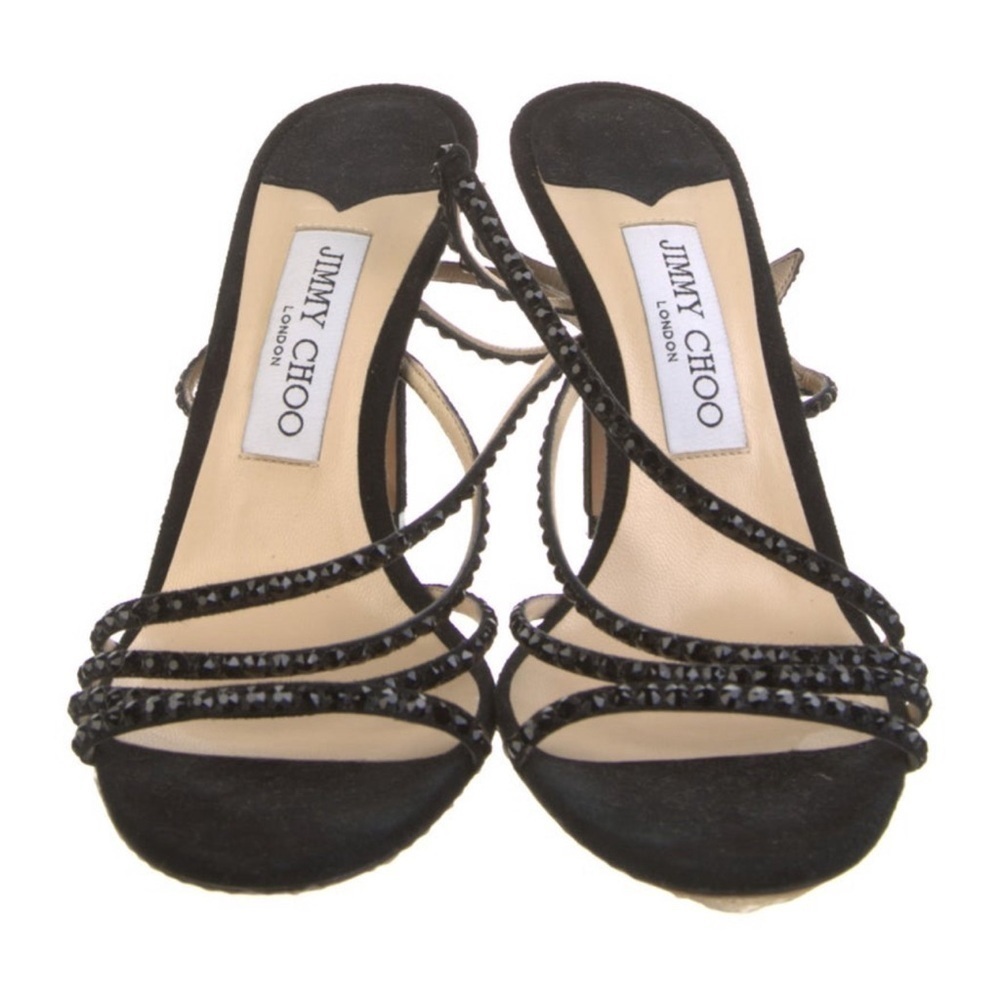 Jimmy Choo Lynn 100 Black Crystal Star Embellished Heeled Sandals Size 7 - Picture 6 of 9